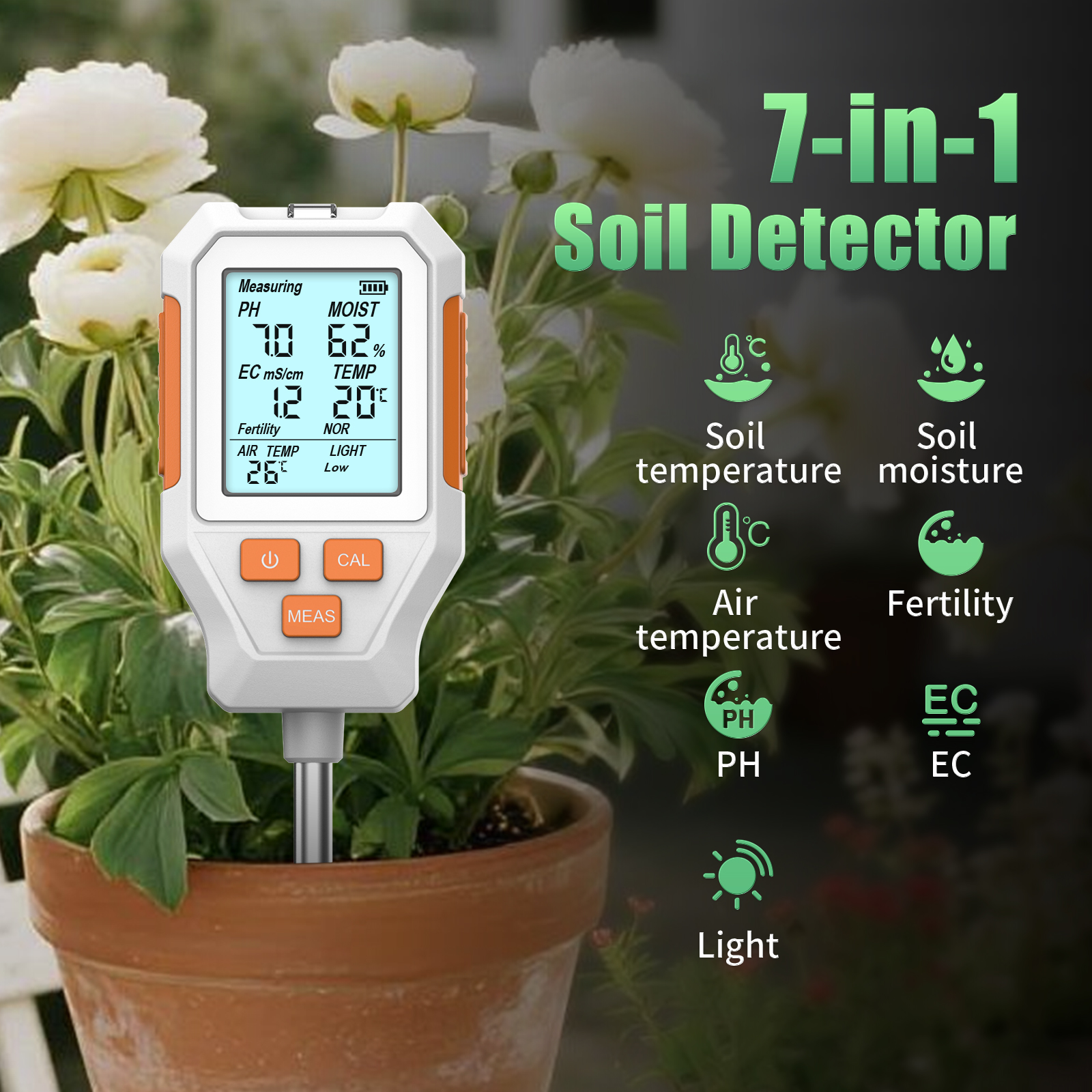 New LCD Soil 7 in 1 PH/EC/Temp - Ec Meter Digital reseña y precio