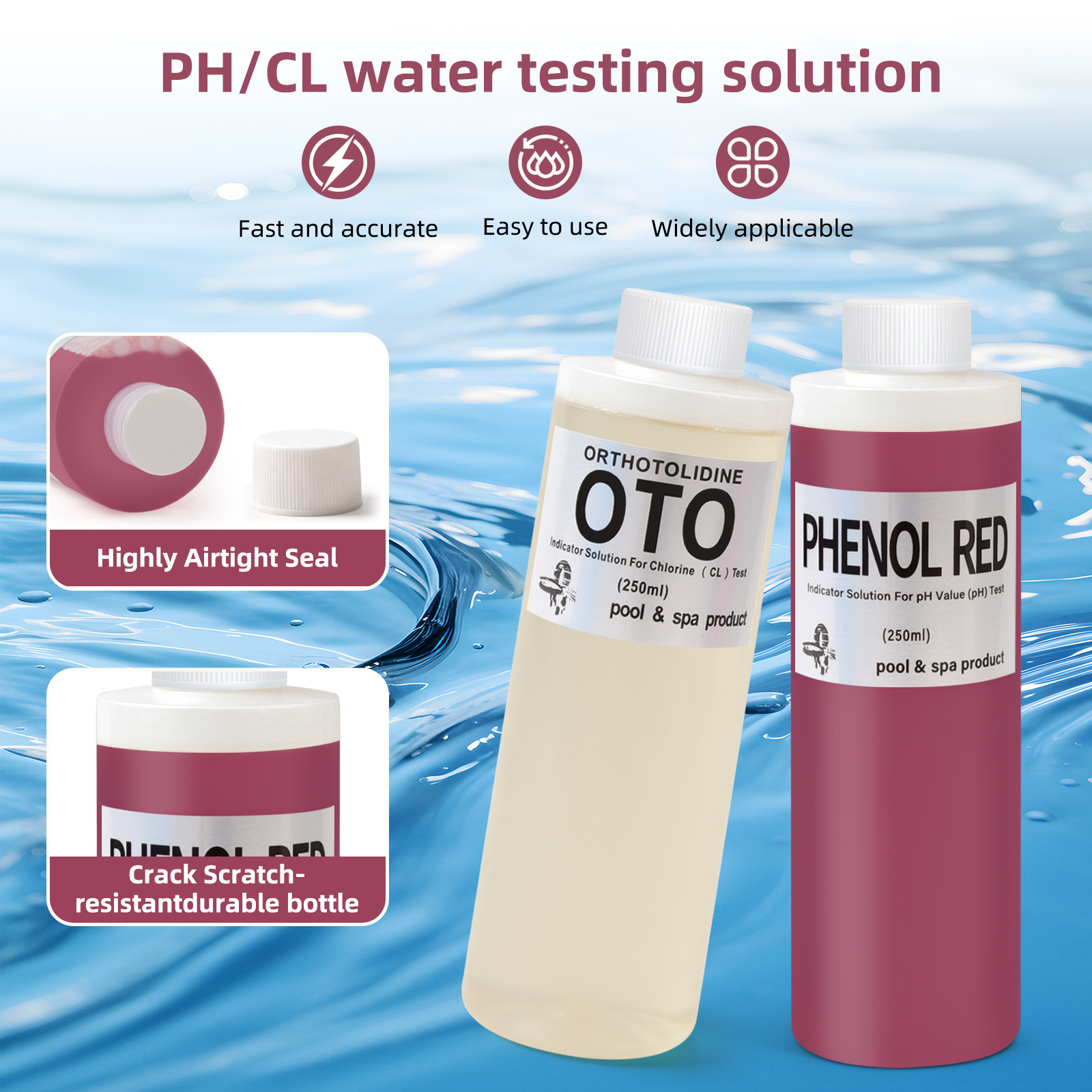 250ml Pool Water Test Kit PH I - Ph Up Down Solution reseña y precio